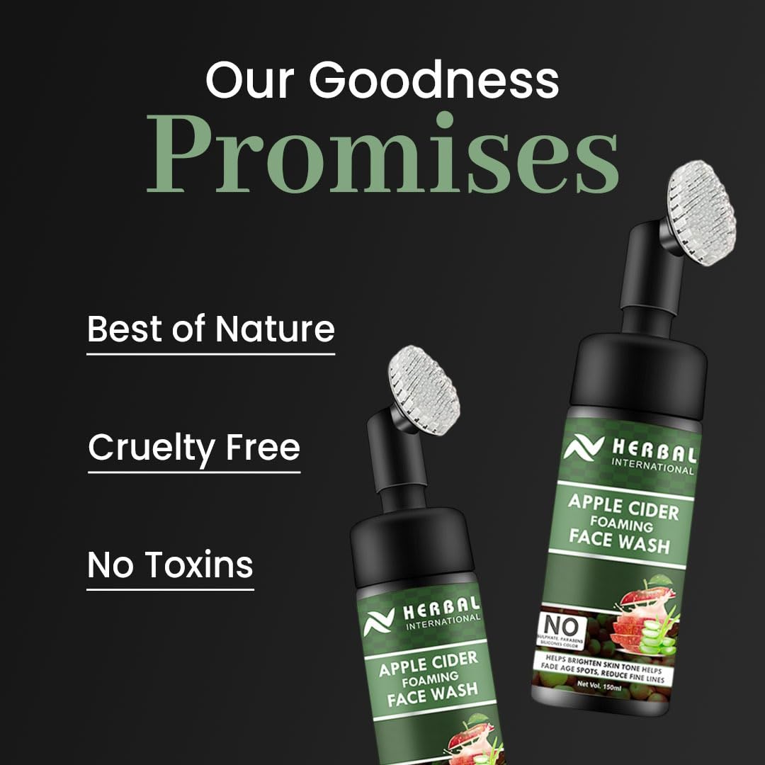 AV Herbal International Apple-Cider Foaming Face Wash with Brush | 150ml | Deep Cleansing and Gentle Exfoliation | Brightens Skin Tone (3)