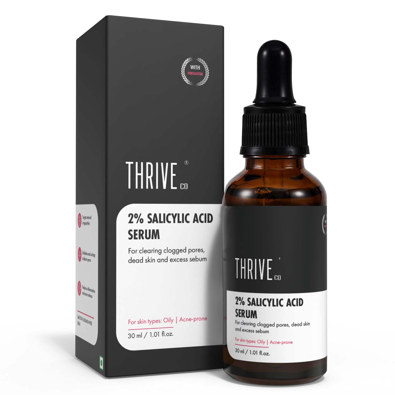 ThriveCo Clear Skin Trio |10% Niacinamide & 1% Zinc PCA Serum(30ml) + 10% Vitamin C & Hyaluronic Acid Serum(30ml) + 2% Salicylic Acid Serum(30ml) |Fades Acne, Dark Spots & Gives Bright Glow