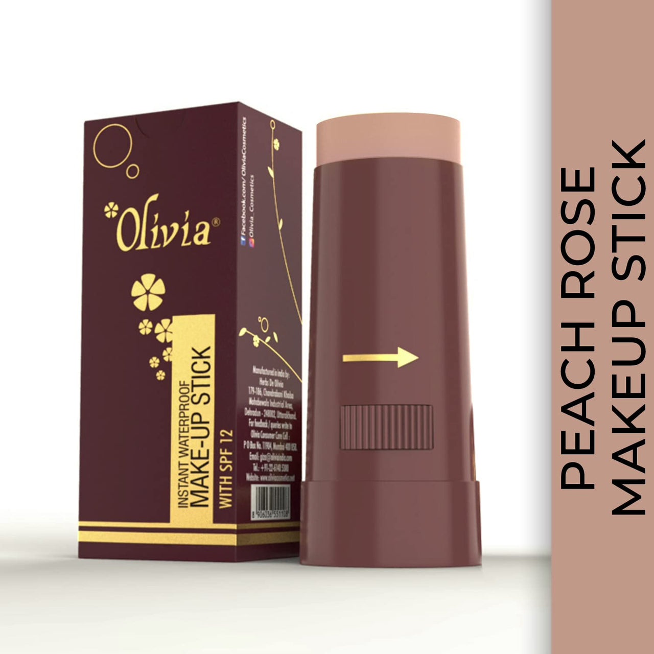 Olivia Instant Makeup Stick Shimmering Concealer Peach Rose 15g Shade No.6 (SPF 12)