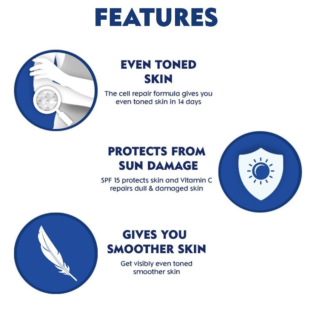 Nivea Body Lotion, Extra Whitening Cell Repair SPF 15, For All Skin Types, 400ml & Deodorant Roll On, Fresh Natural, 50ml
