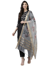 INDO ERA Women's  Cream Solid Viscose Straight Kurta Trouser With Dupatta Set