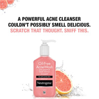Neutrogena Oil Free Acne Wash | Pink Grapefruit | Deep Cleansing Face Wash with Salicylic Acid | Alcohol Free, Non Comedogenic & Dermatologically Tested | For Oily Acne Prone Skin | 175ml