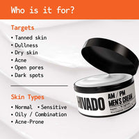 Hivado AM PM Men's Cream | Brighter Skin, Non-greasy, non sticky, Even Skin Tone, 50 gm | Niacinamide, Vit E, Ougon Extract, Aloe Vera | Sulphate Free Paraben Free | Face Cream Men