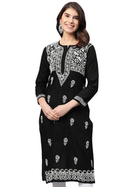 Ada Hand Embroidered Lucknow Chikankari Women's  Pure Cotton Kurti Kurta