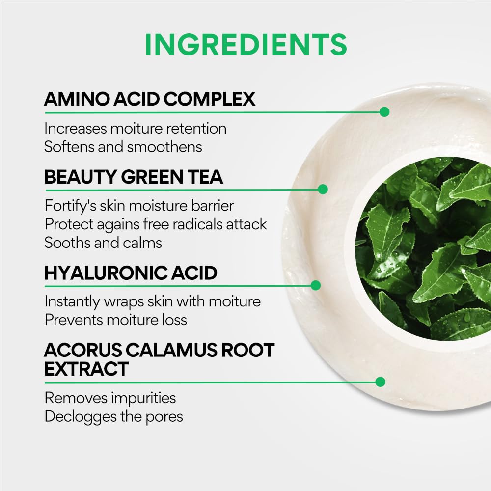 Innisfree Green Tea Hydrating Amino Acid Foam Cleanser 150g | Korean Face Wash with Green Tea Extract | Soft & Rich Amino foam | Dialy use cleanser for All Skin Types, Hydration & Moisturizing