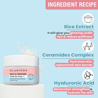 Glamveda Rice & Ceramide Under Eye Cream | Reduces Dark Circles & Puffiness | 15 gm