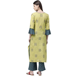 Vaamsi Cotton Printed Kurta & Palazzo Set (VKSET1006_Green)