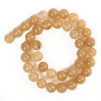 45pcs 8mm Natural Stone Beads Gold Rutilated Quartz Beads Energy Crystal Healing Power Gemstone for Jewelry Making, DIY Bracelet Necklace