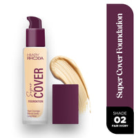 Hilary Rhoda Super Cover Foundation | Blemish Free | High Coverage & Waterproof Foundation | 24-Hour Stay & Non-Sticky Formula | Matte Finish | Blends Flawlessly | 30g (Fair Ivory| Shade 02)