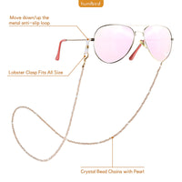 humlbird Mask Lanyard Eye Glasses String Holder Healing Crystal Beaded Eyeglass Necklace Chains with Pearl for Women Yellow