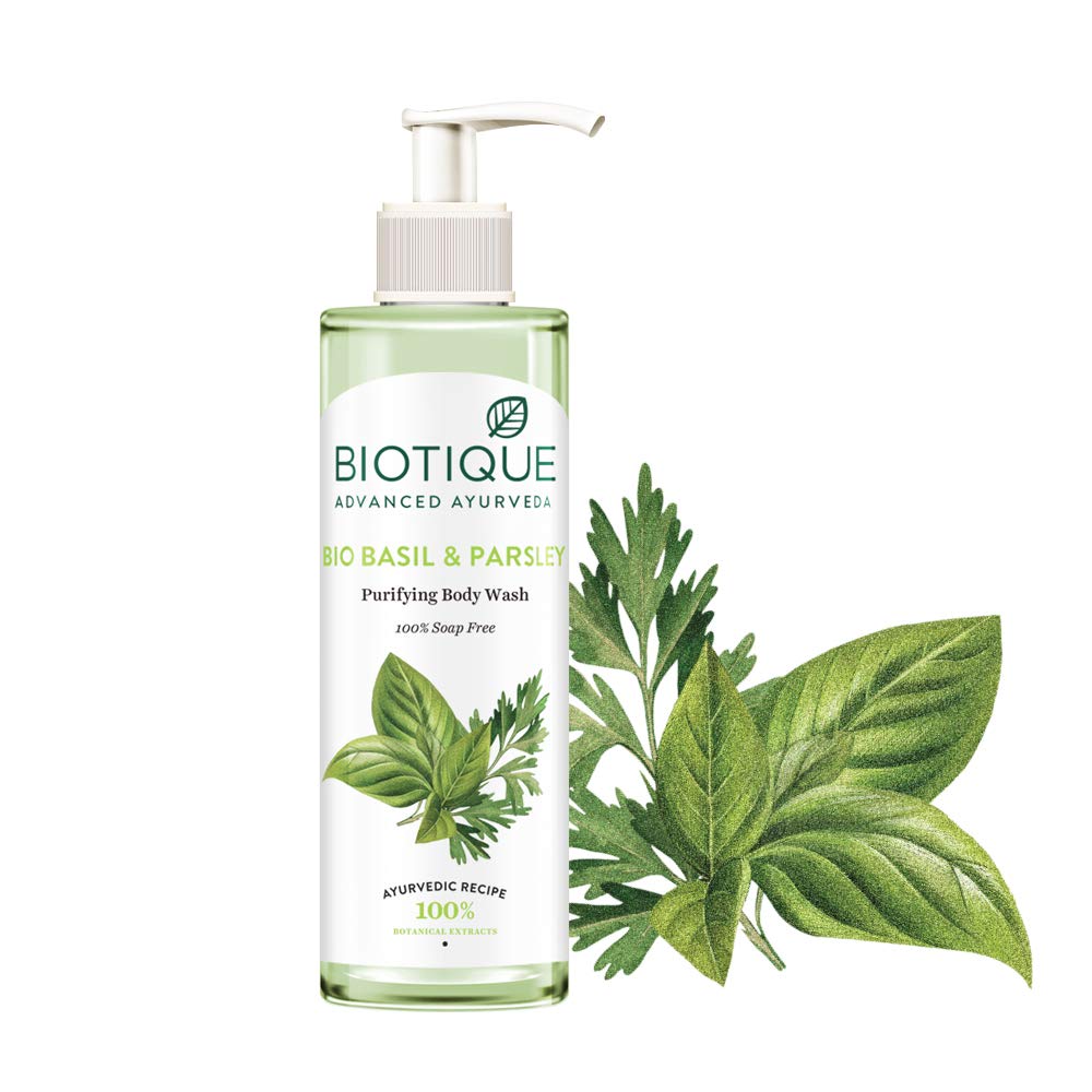 Biotique Basil & Parsley Body Wash, Transparent, 200 ml And Biotique Almond Oil Ultra Rich Body Wash, Botanical Extracts, 200 ml And Biotique Apricot Body Wash, Transparent, 200 ml