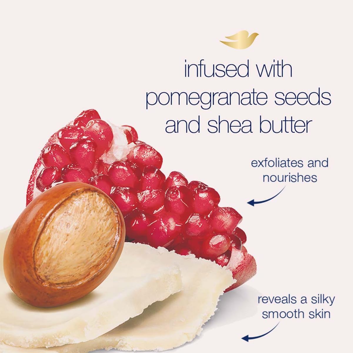 Dove Body Polish Exfoliating Scrub, Moisturizing Shea Butter and Pomegranate Seeds | Nourishes & Conditions Soft Skin | Sulphate Free, 298gm.