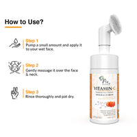 Fixderma 2% Vitamin C Face Wash, Foaming Face Cleanser with Brush, Face wash for Women & Men, Evens skin tone, Reduces fine lines & wrinkles, Exfoliates the skin - 100ml