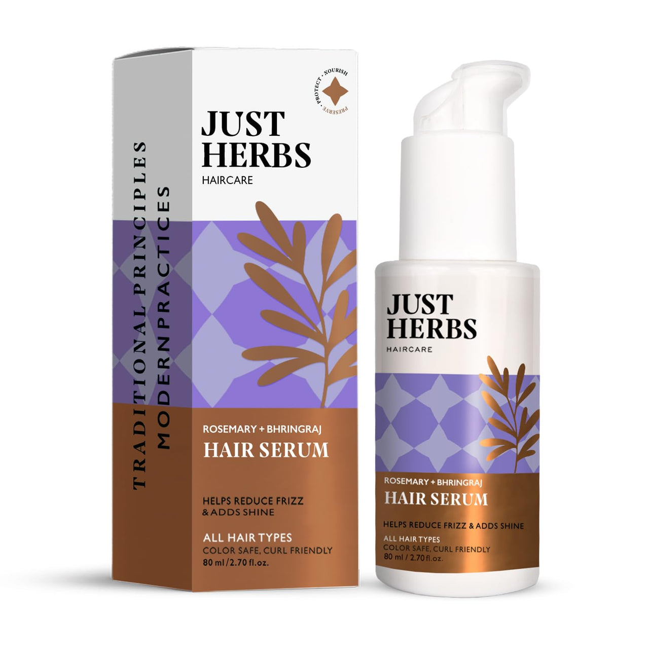 Just Herbs Rosemary Bhringraj Hair Serum for Silky & Smooth Hair | Helps Nourish and Improve Hair health No Harmful Parabens or Silicons 80 ml