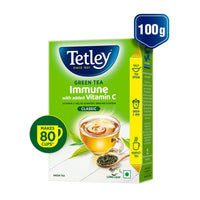 Tetley Loose Green Tea Leaves 100g, Classic Flavour, Immune With Added Vitamin C, Makes 80 Cups, Long Leaf Tea, 5X Antioxidants As An Apple