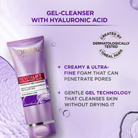 L'Oreal Paris Revitalift Hyaluronic Acid Hydrating Gel Cleanser, 100 ml | Gentle Facewash for women | Cleanses impurities & makeup residue 100ml & L'Oreal Paris Dream Lengths Conditioner, 192.5 ml