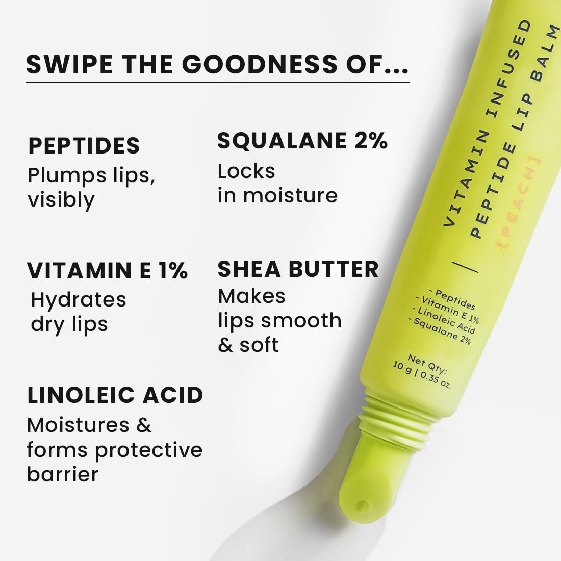 Hyphen - Peach Lip Balm for Dry & Chapped Lips | Vitamin Infused Peptide | Hydrating & Moisturizing Balm for Men & Women | Hyphen Products | Lip Balm for Dark Lips | Smoothen Lips & Barrier Repair | Moisturizer for Dry Lips, Chapped Lips Winter | Vegan, S