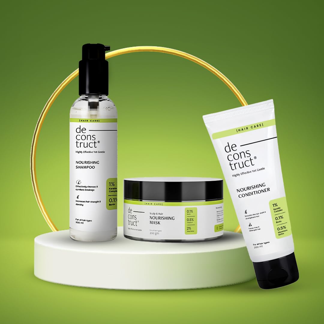 Deconstruct Hair Nourishing Range | Contains Hair Mask, Shampoo, and Conditioner | For Strong, Nourished & Frizz-free Hair | For Men & Women | 200ml + 200g
