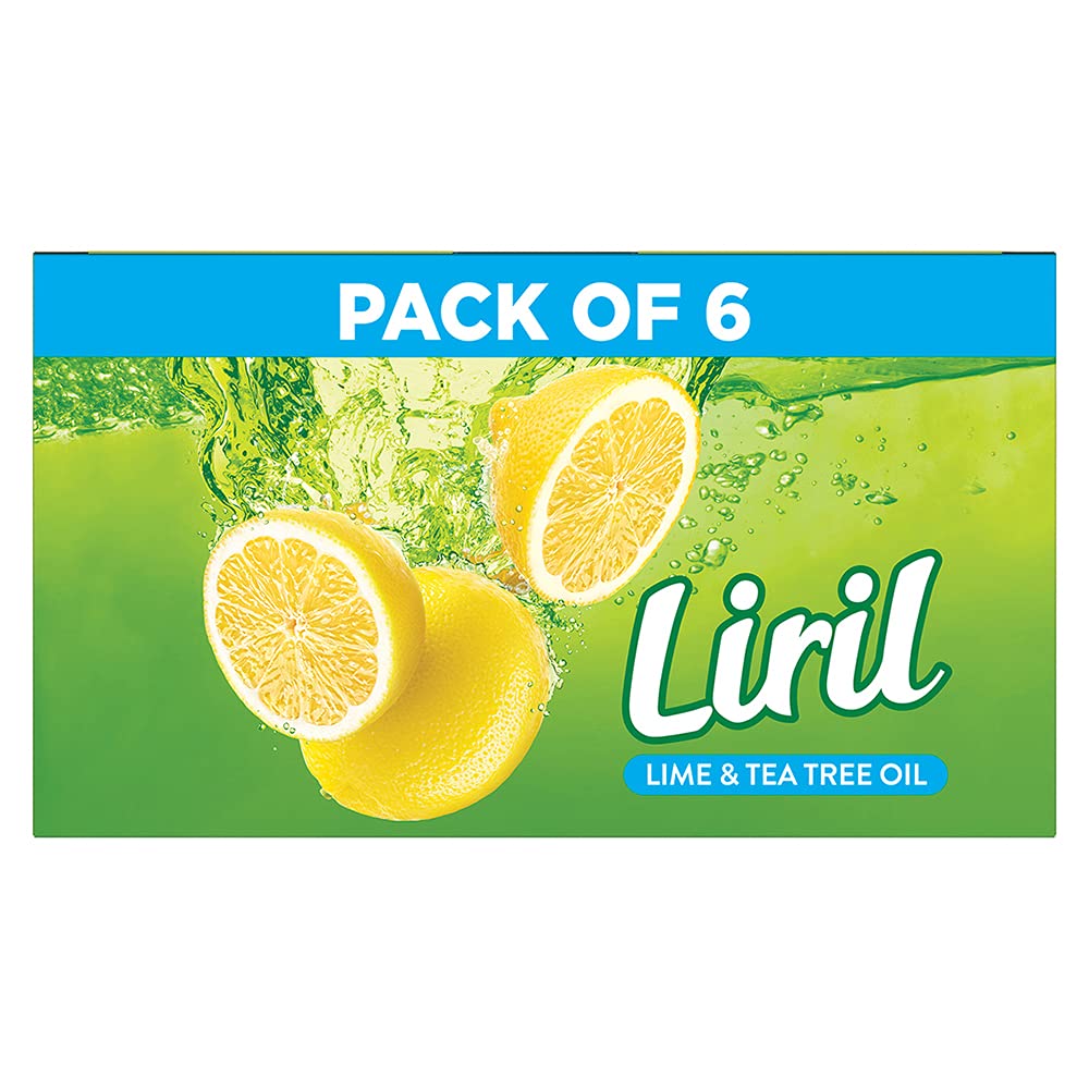 Liril Lime & Tea Tree Oil Soap 125 g (Pack of 6) & Liril Lemon and Tea Tree Oil Body Wash, 250ml