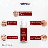 LUMOSIQUE® Anti Aging Natural Retinol Face Serum for Fine lines & Wrinkles Reduces Premature Ageing Targets Saggy Skin & Crow’s Feet, Retain Moisture | For Men & Women | 30ml