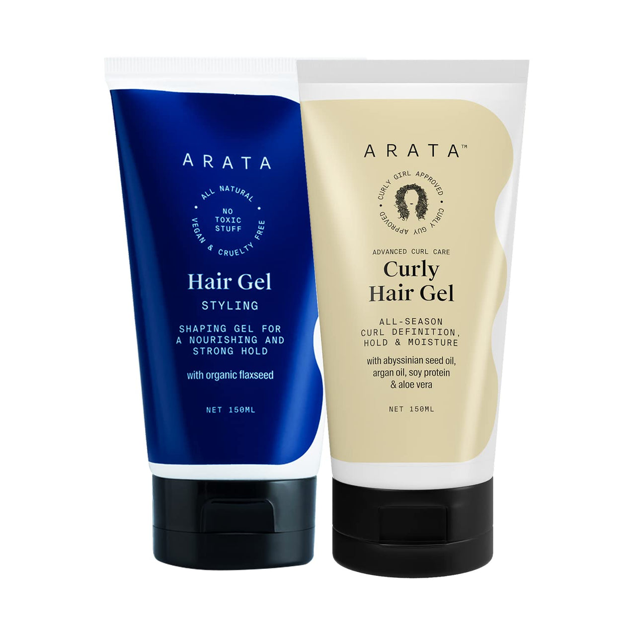 Arata Advanced Curl Care Curly Hair Gel (150 ML) and Styling Hair Gel (150 ML) | Defines Curl Pattern | Strong and Soft Hold | Enhances Texture, Volume and Shine