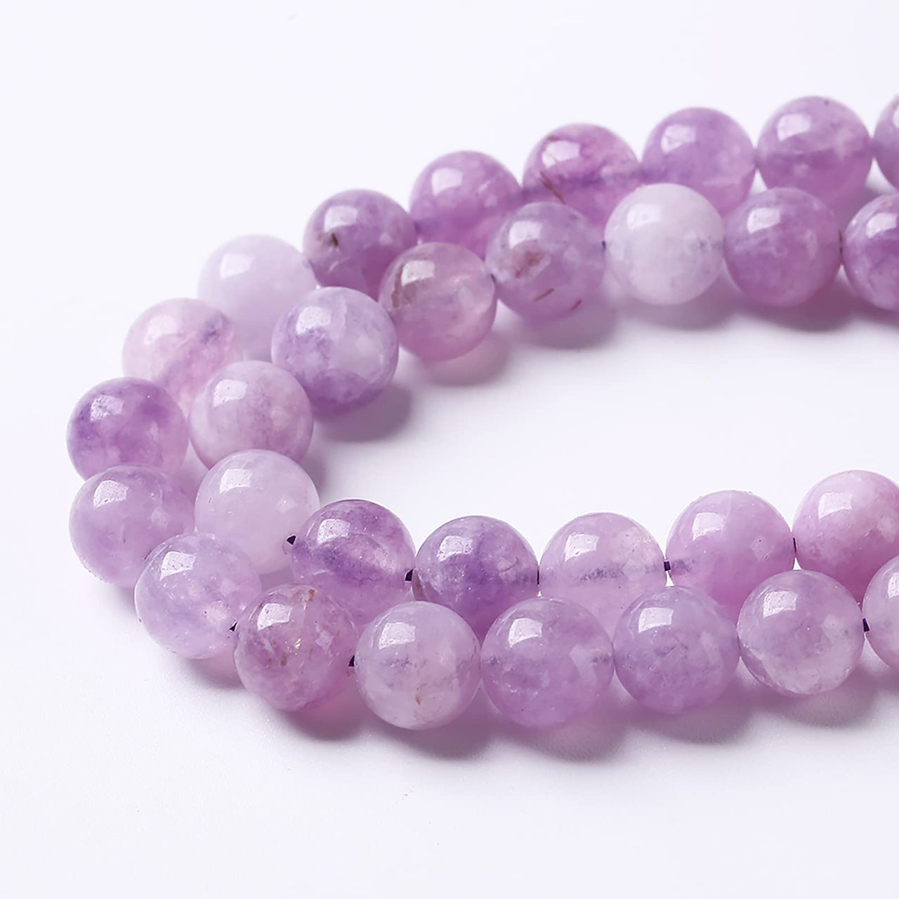 10mm 37pcs Natural Lavender Amethyst Beads Round Loose Gemstone Crystal Energy Healing Power Stone Beads for Jewelry Making DIY Bracelet 15 Inch 10mm