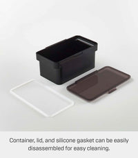 YAMAZAKI Home Airtight Pet Food Storage Container - Cat And Dog Food Holder Bin With Transparent Lid And Handle, Polypropylene, Small, 0.8 gallons, 3 liters, Airtight, Handle, No Assembly Req.,Black Black