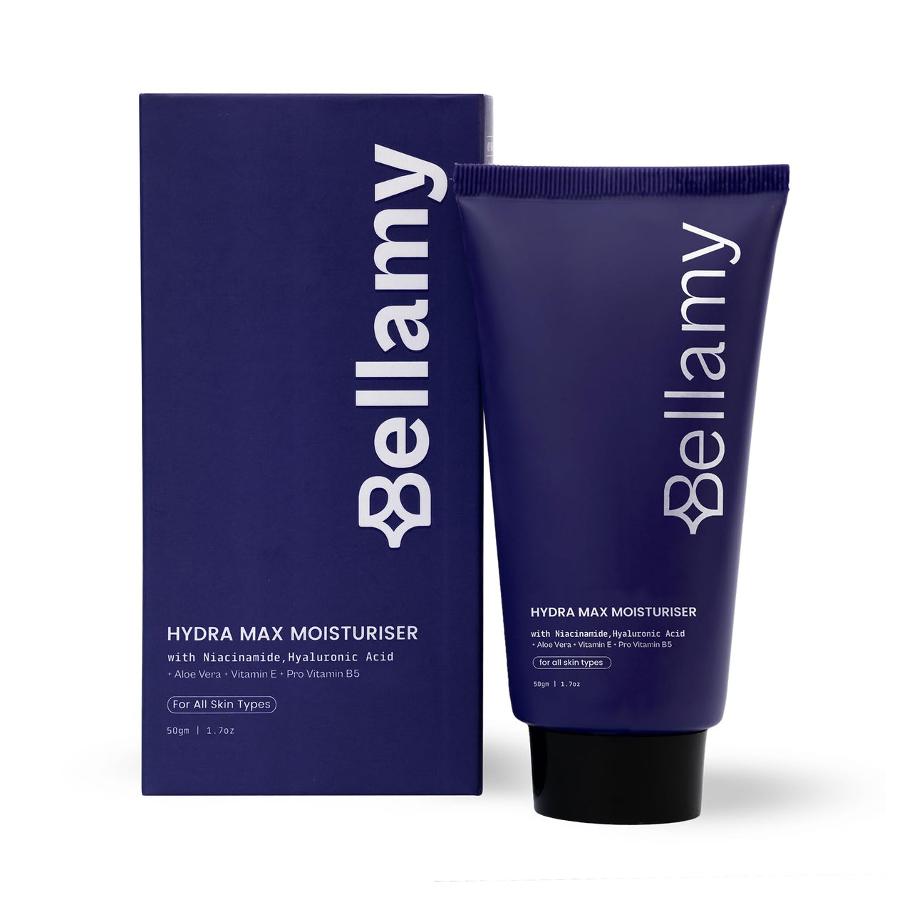 Bellamy Niacinamide & Hyaluronic Acid Gel Moisturizer for Face | with Aloe Vera, Vitamin E & Pro Vitamin B5 | 48 Hours of Hydration & Oil Free | For Dry Skin, Oily Skin & Sensitive Skin | 50gm