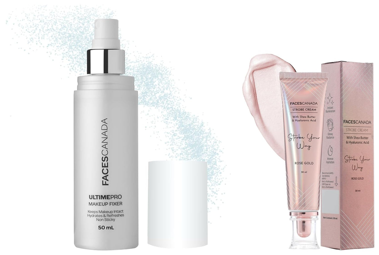 FACESCANADA Strobe Cream - Rose Gold, 30Ml And Faces Canada Ultime Pro Makeup Fixer 50 Ml