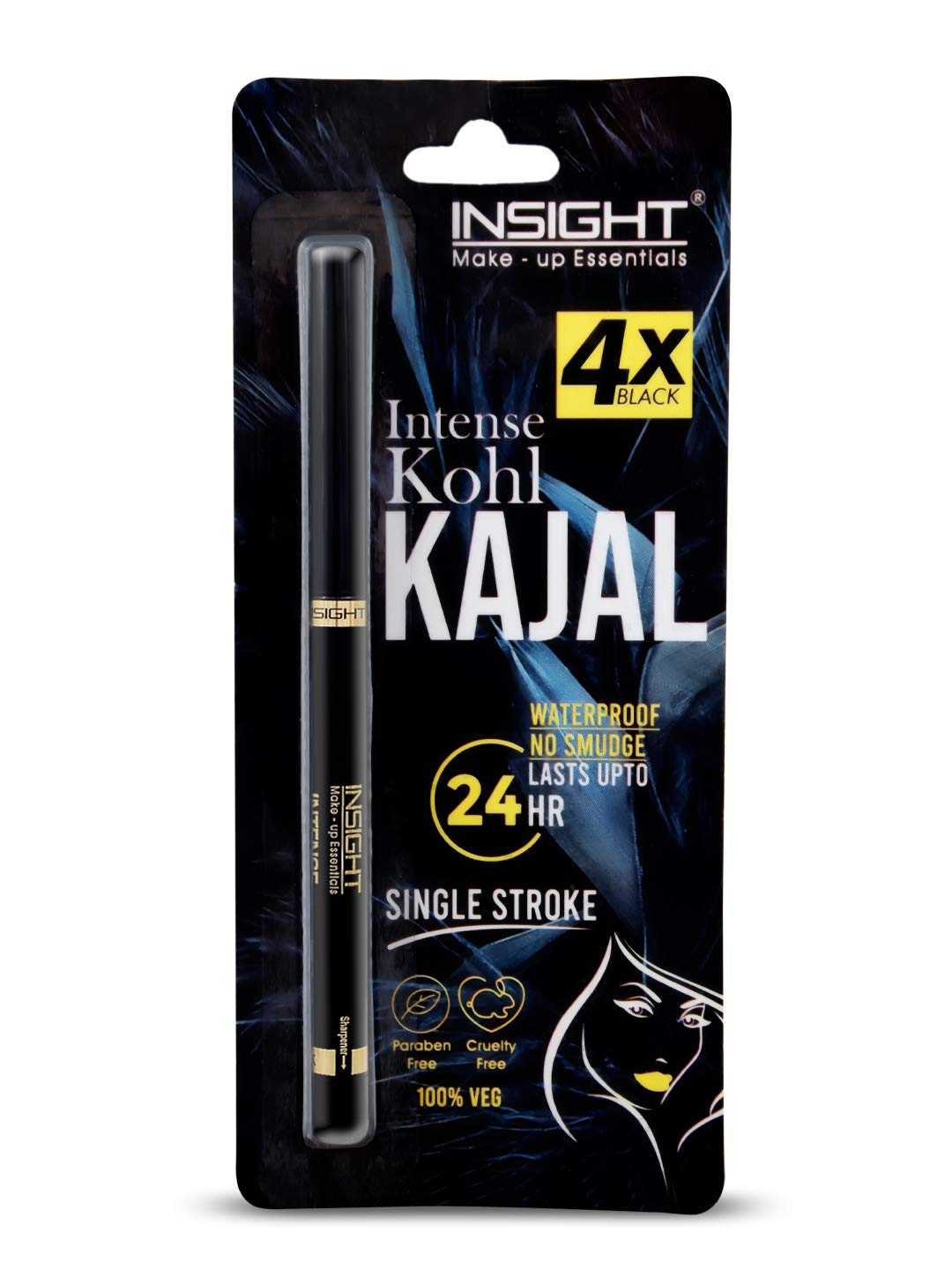 INSIGHT Intense Kohl Kajal (Black) & Non Transfer Liquid Lip Color Combo, Matte Finish