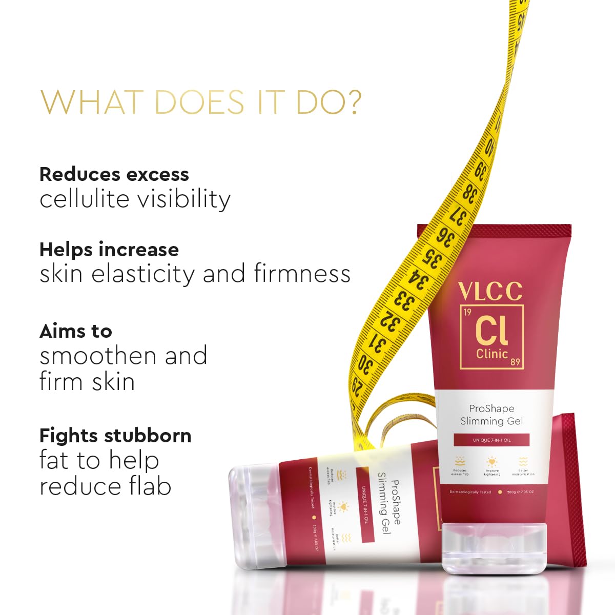 VLCC Clinic ProShape Slimming Gel - 200g | Dermatologically Tested Slimming Gel | Firming | Tightening | Helps Reduce Cellulite, Increase Skin Elasticity and Firmness