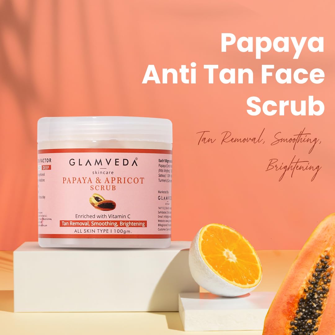 Glamveda Papaya & Apricot Anti Tan Scrub (100gm)