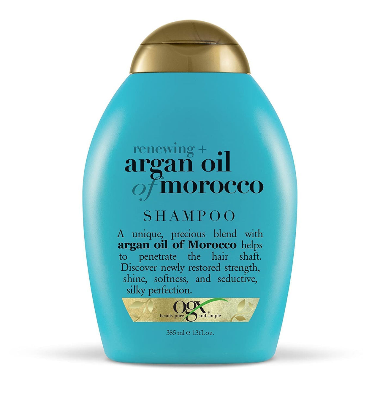 OGX Renewing + Argan Oil of Morocco Hydrating Hair Shampoo, Cold-Pressed Argan Oil to Help Moisturize, Soften & Strengthen Hair, Paraben-Free with Sulfate-Free Surfactants, 385 g (Pack of 2)