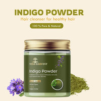 VEDAHARVEST Indigo Powder 120gm Natural Hair Dye | Chemical-Free & Plant-Based Black Hair Color