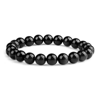 Crystal Vibe 8mm Black Obsidian Bracelet - Elastic Adjustable Crystal Bracelet for Spiritual Healing, Positive Energy – Black Bead Bracelet for men women
