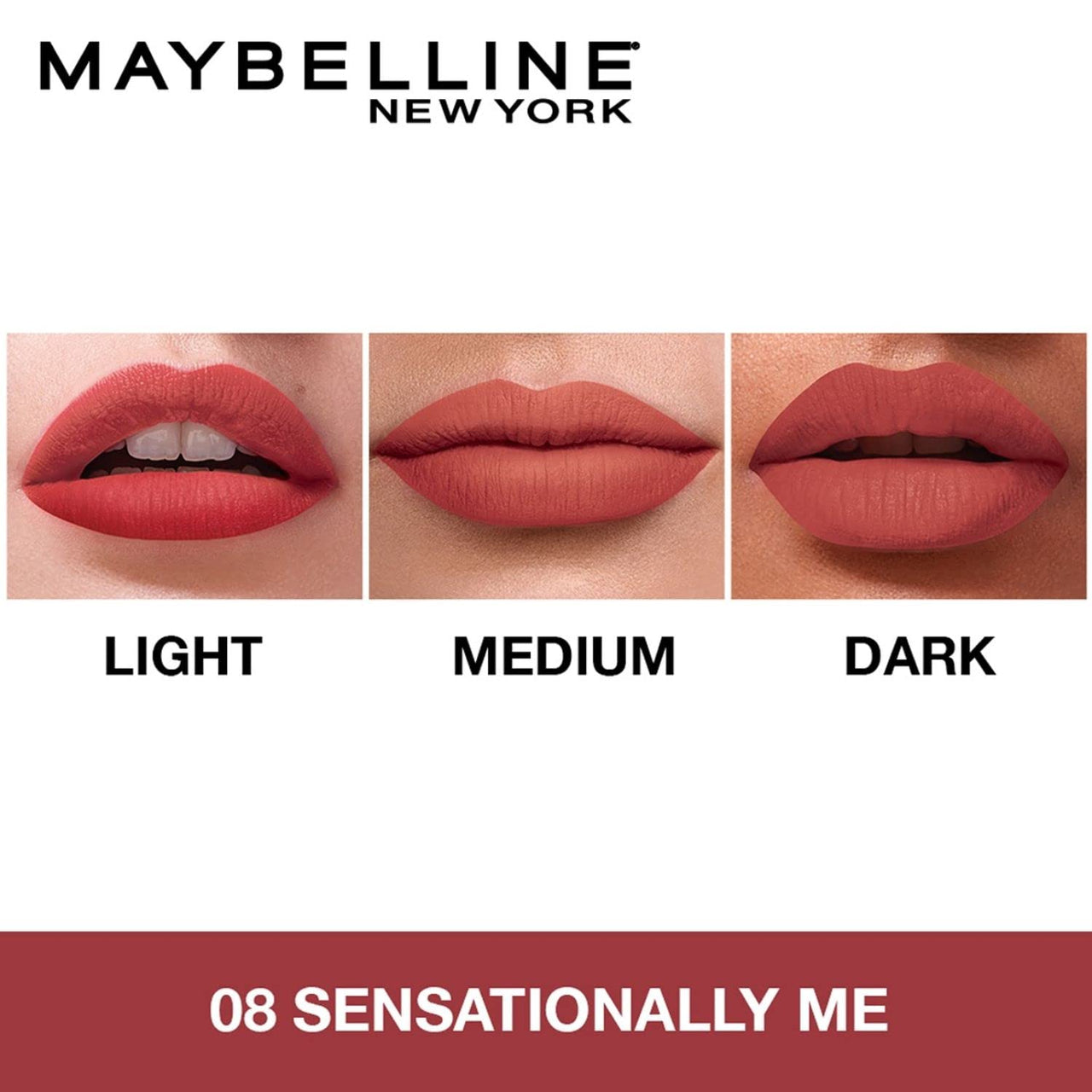 Maybelline New York Lipstick, Matte Finish, Non-Sticky and Non-Drying, Sensational Liquid Matte, 08 Sensationally Me, 7ml