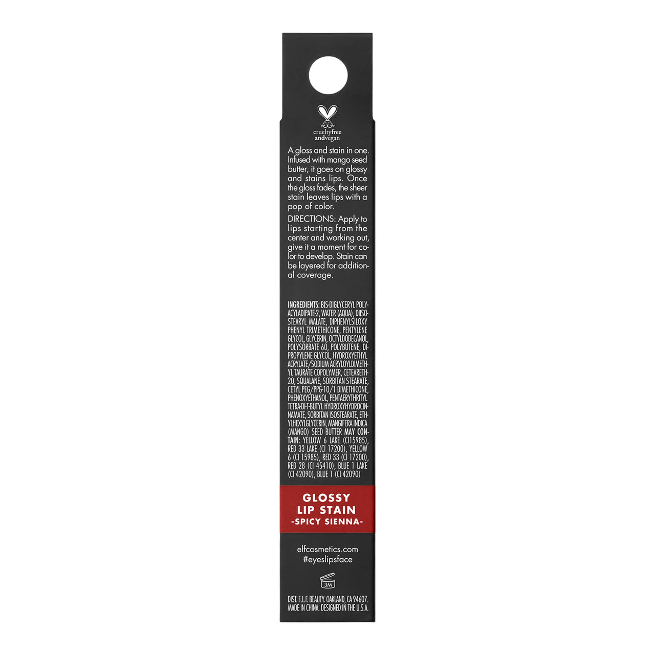 e.l.f. Glossy Lip Stain, Long-Lasting, Lightweight Lip Stain For A Sheer Pop Of Color & Subtle Gloss Finish, Vegan & Cruelty-Free, Spicy Sienna