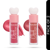 Seven Seas Cheek Bloom Liquid Blusher, 2-in-1 Lip Gloss and Blush, Long Lasting, (Rosy Cheeks & Natural Blush) Pack of 2