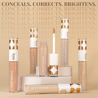 Just Herbs Full Coverage Concealer For All Skin Types For Face Makeup 6Ml (Natural) & Ayurvedic Creamy Matte Lipstick Set Lip(Pack Of 16) Combo, 3 Count