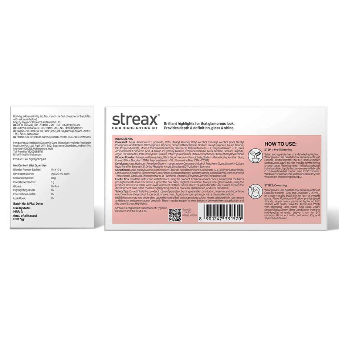 Streax Mini Highlight Kit, Jersey Blue, Blue Hair Colour I For Women | Rich, Vibrant, Easy To Use, Diy Application, 55 Gram, 1 Count