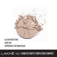 Lakmé 9 To 5 Flawless Matte Complexion Compact Light Powder For All Skin Type, Almond, 8G And 9 To 5 Flawless Matte Complexion Compact, Melon, 8G, Brown, 2 pack
