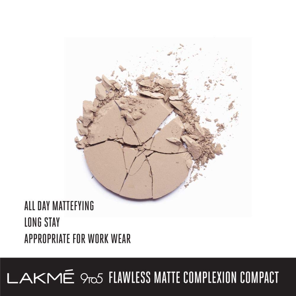Lakmé 9 To 5 Flawless Matte Complexion Compact, Almond, 8g & 9 To 5 Weightless Full Mousse Foundation, Beige Vanilla, 25g (All Skin Type)