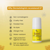 FIXDERMA Shadow Spf 50 Roll On, Sunscreen Spf 50 For Face, Sun Screen Protector Spf 50, Sunscreen For Uva & Uvb Protection, Sunscreen For Women & Men - 30Gm - Combination