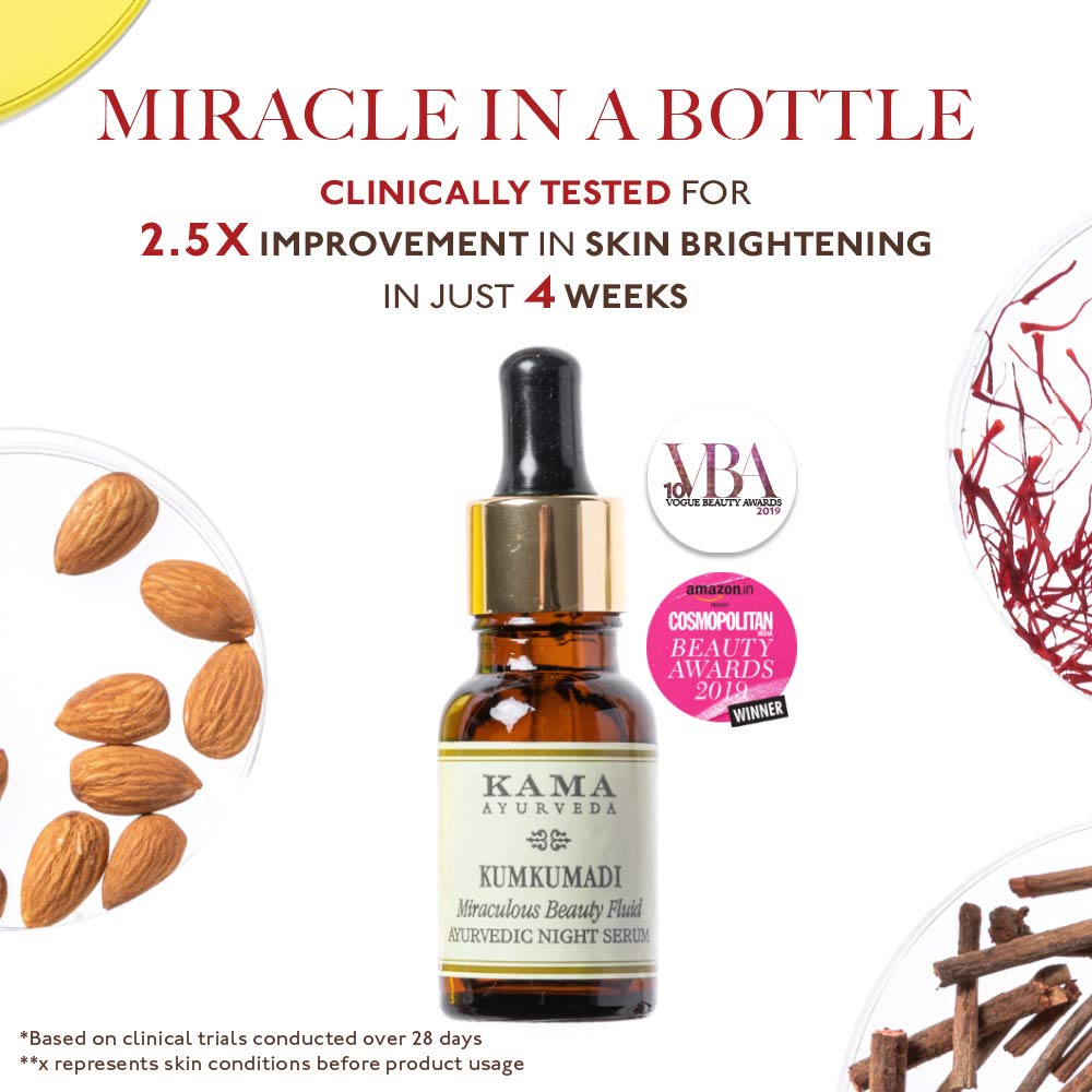 Kama Ayurveda Kumkumadi Miraculous Beauty Ayurvedic Night Serum, 12ml & Kama Ayurveda Nalpamaradi Skin Brightening Treatment, 100ml