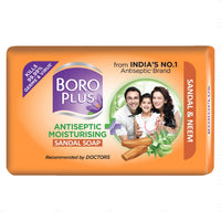 BoroPlus Antiseptic And Moisturising Bathing Sandal Soap With Sandal & Neem | 99.9% Germ And Virus Protection | For Smooth, Soft, Moisturised & Nourished Skin, 125G (Pack Of 4)