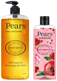 Pears Pure & Gentle Shower Gel SuperSaver XL Pump Bottle, 750 ml & Pears Naturale Brightening Pomegranate Bodywash, 250 ml