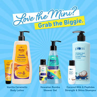 Plum Unisex Head To Toe Travel Kit | Hawaiian Rumba Shower Gel | Coconut Milk & Peptides Shampoo | Vanilla Caramello Body Lotion | Travel Friendly Personal Care Set