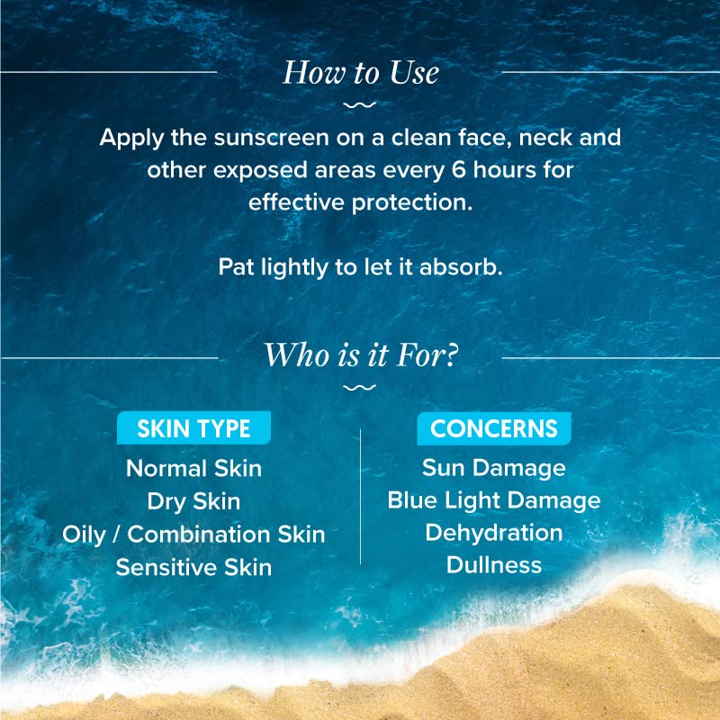 Aqualogica Hydrate+ Dewy Sunscreen SPF 50 PA+++ 50g | UVA/B & Blue Light Protection for Men & Women | For Oily, Combination & Dry Skin | Fragrance-Free