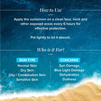 Aqualogica Hydrate+ Dewy Sunscreen SPF 50 PA+++ 50g | UVA/B & Blue Light Protection for Men & Women | For Oily, Combination & Dry Skin | Fragrance-Free