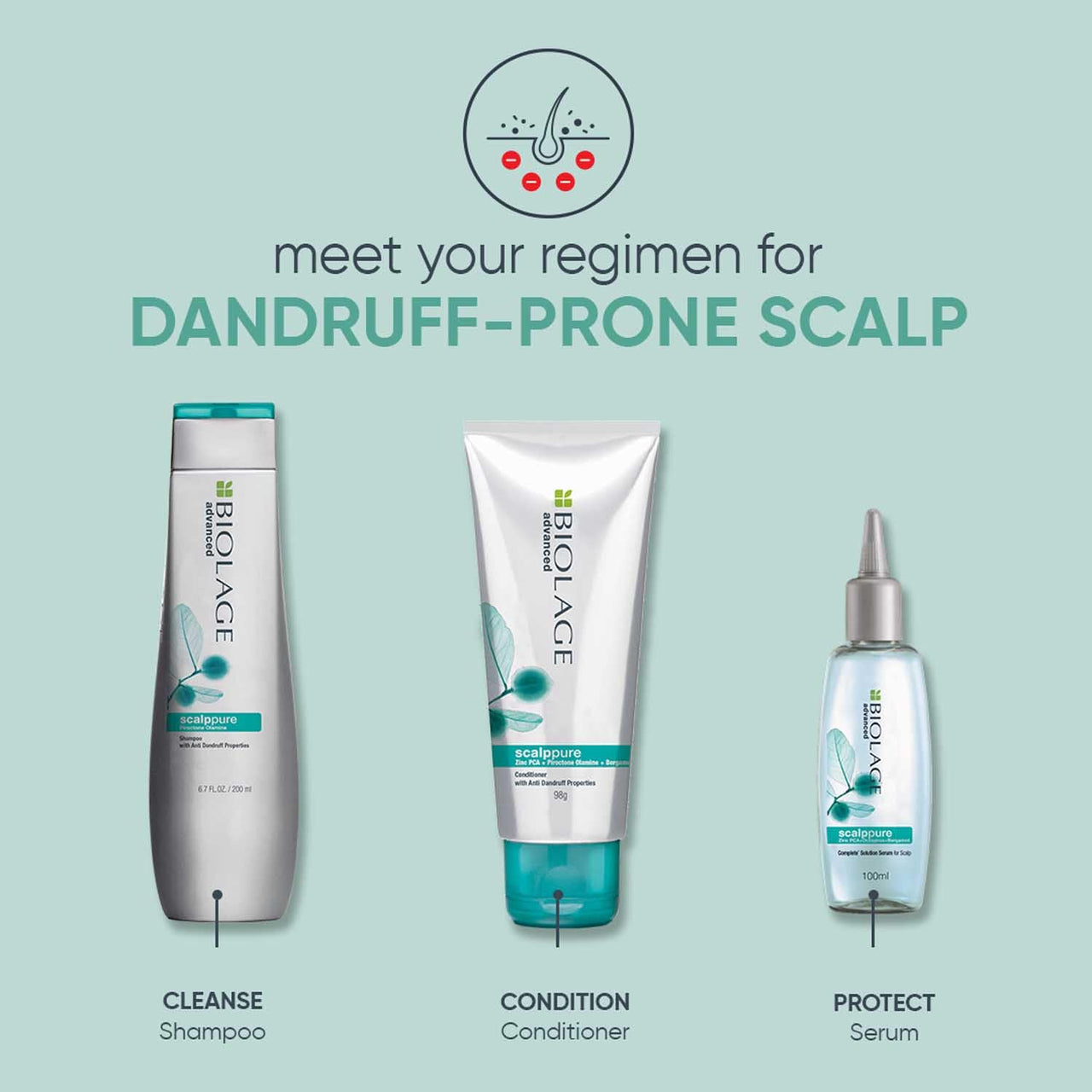 Biolage Professional Scalppure Anti-Dandruff Hair Serum, Removes Visible Flakes from 1st Use, Enriched with Bergamot, Hair Serum for Men and Women, Deep Scalp Treatment, Cruelty-Free, 100 ml